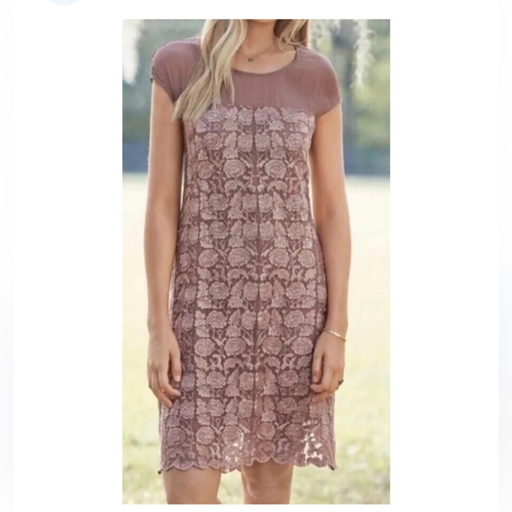 Sundance Angelica Embroidery Dress Lace Mesh Dress Size Small